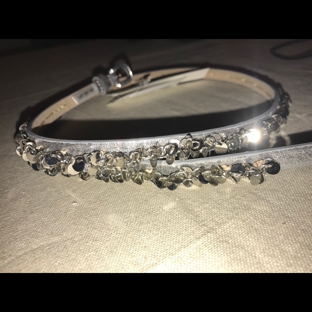 Loft-Silver skinny belt